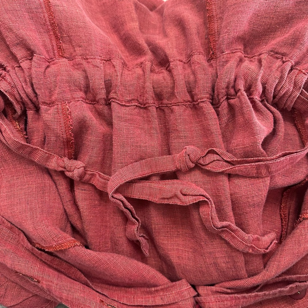 Vintage Flax Button-Front Medium (adjustable) Linen Midi Dress Lagenlook - Picture 7 of 9